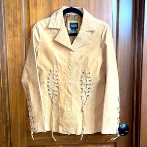 Tan Genuine suede lace up jacket
